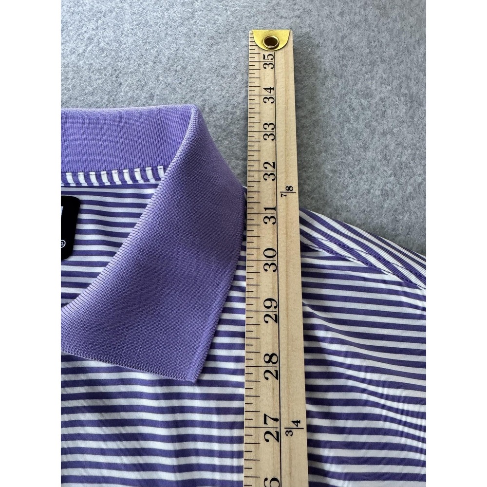 FootJoy Polo Shirt Mens XL Purple Stripe Short Sleeve Golf Stretch Bonitz Logo - Picture 5 of 10